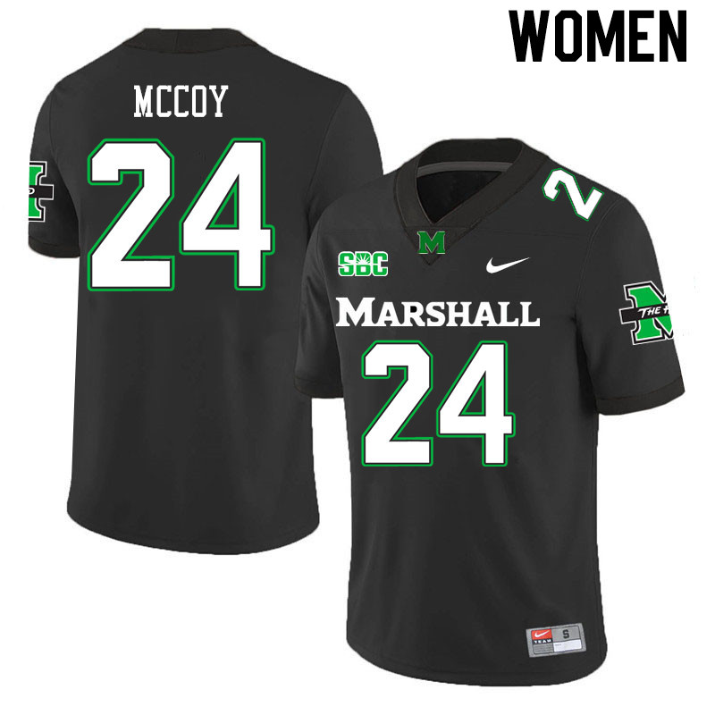 Women #24 Thomas McCoy Marshall Thundering Herd SBC Conference College Football Jerseys Stitched-Bla